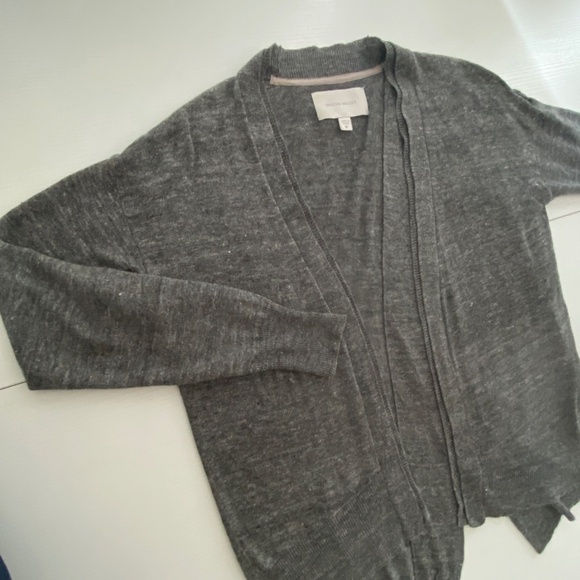 Brochu Walker Linen Open Grey Cardigan with Cross Back Cut Size M - Picture 3 of 16